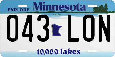 MN license plate 043LON