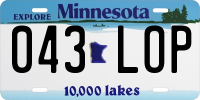 MN license plate 043LOP
