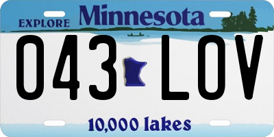 MN license plate 043LOV