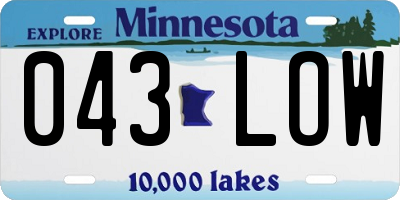 MN license plate 043LOW