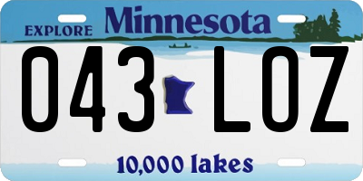 MN license plate 043LOZ