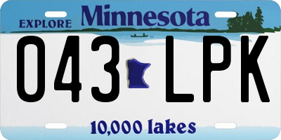 MN license plate 043LPK