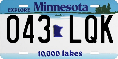 MN license plate 043LQK