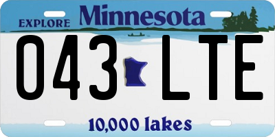 MN license plate 043LTE