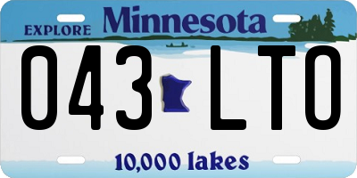 MN license plate 043LTO