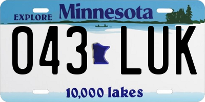 MN license plate 043LUK