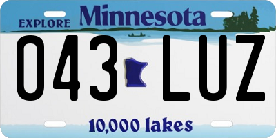 MN license plate 043LUZ