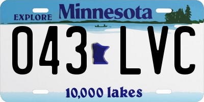 MN license plate 043LVC