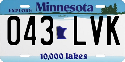 MN license plate 043LVK