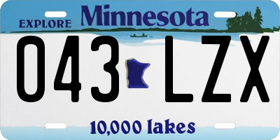 MN license plate 043LZX
