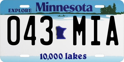 MN license plate 043MIA