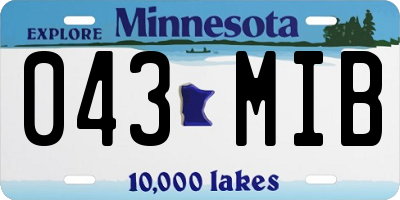 MN license plate 043MIB