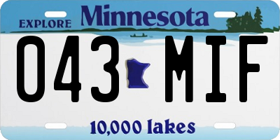 MN license plate 043MIF