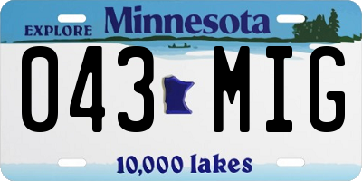 MN license plate 043MIG