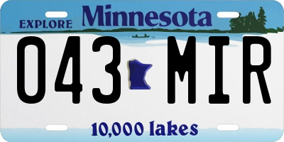 MN license plate 043MIR