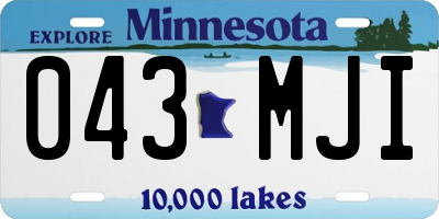 MN license plate 043MJI