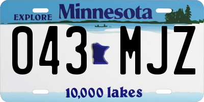 MN license plate 043MJZ