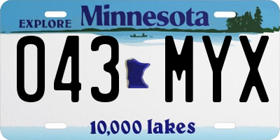 MN license plate 043MYX