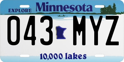 MN license plate 043MYZ