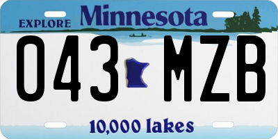 MN license plate 043MZB