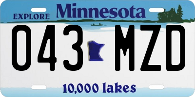 MN license plate 043MZD
