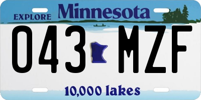 MN license plate 043MZF
