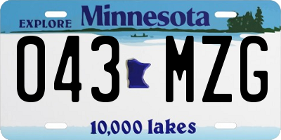 MN license plate 043MZG