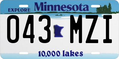 MN license plate 043MZI