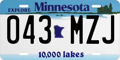 MN license plate 043MZJ