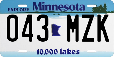 MN license plate 043MZK