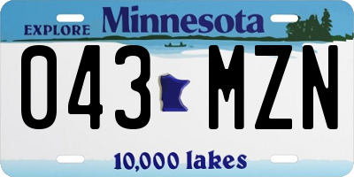 MN license plate 043MZN