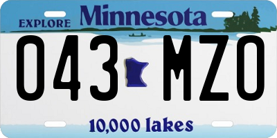 MN license plate 043MZO