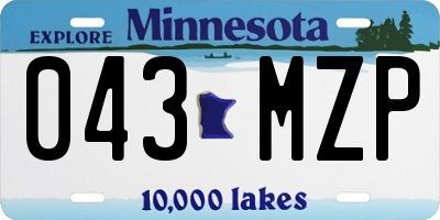 MN license plate 043MZP