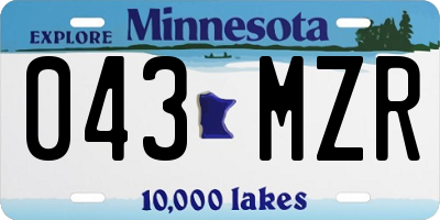 MN license plate 043MZR
