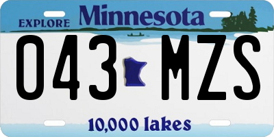 MN license plate 043MZS
