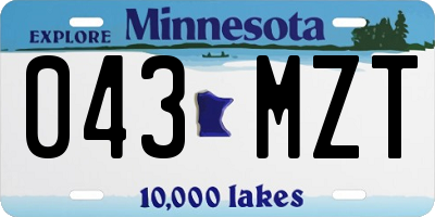 MN license plate 043MZT
