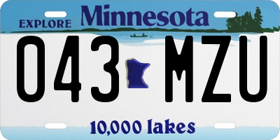 MN license plate 043MZU