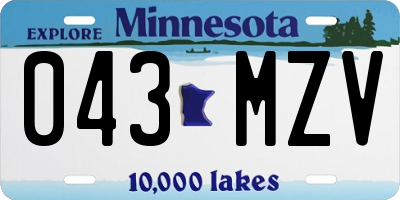 MN license plate 043MZV