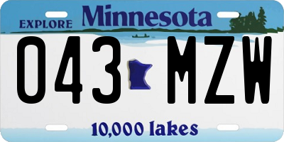MN license plate 043MZW
