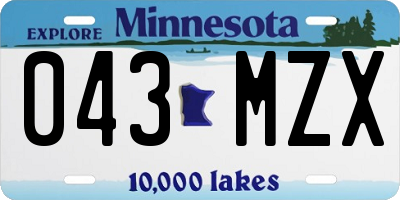 MN license plate 043MZX