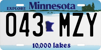 MN license plate 043MZY