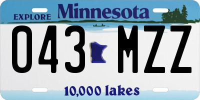 MN license plate 043MZZ