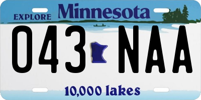 MN license plate 043NAA