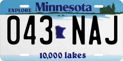MN license plate 043NAJ