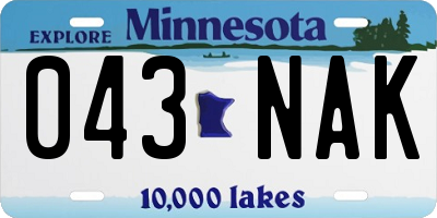 MN license plate 043NAK