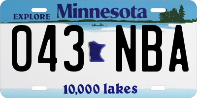 MN license plate 043NBA