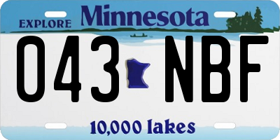 MN license plate 043NBF