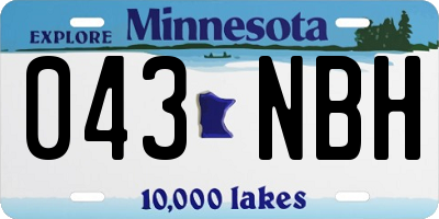 MN license plate 043NBH