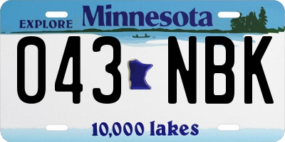 MN license plate 043NBK