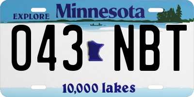 MN license plate 043NBT